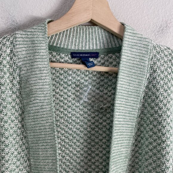 Isaac Mizrahi Live! Womens Plus 3X Open Front Cardigan Sweater Fringe Hem Green - Picture 10 of 12